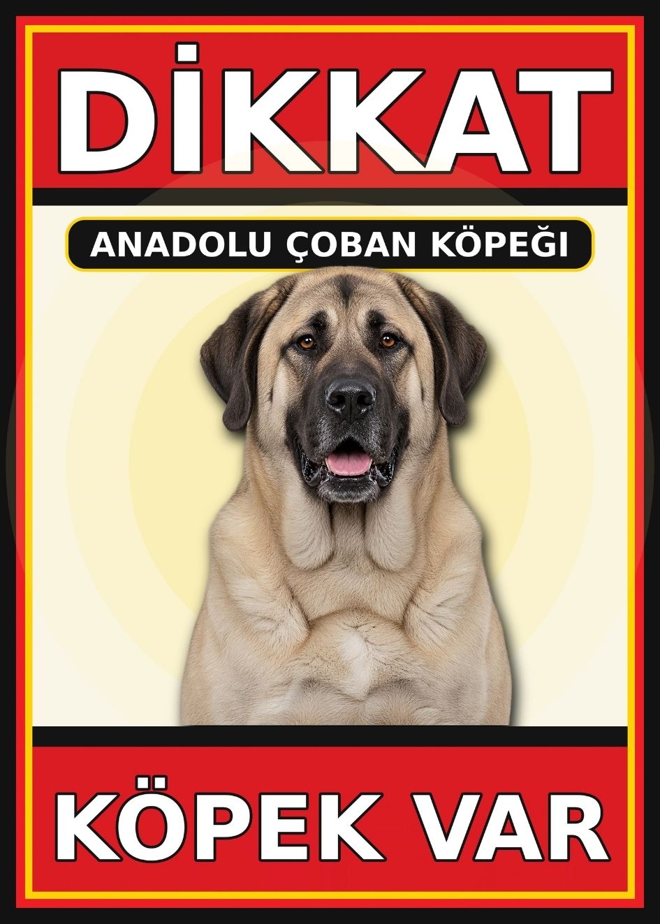 Anadolu Çoban Köpeği Dikkat Köpek Var Levhası 21x30 cm UV Baskılı PVC Uyarı Tabelası