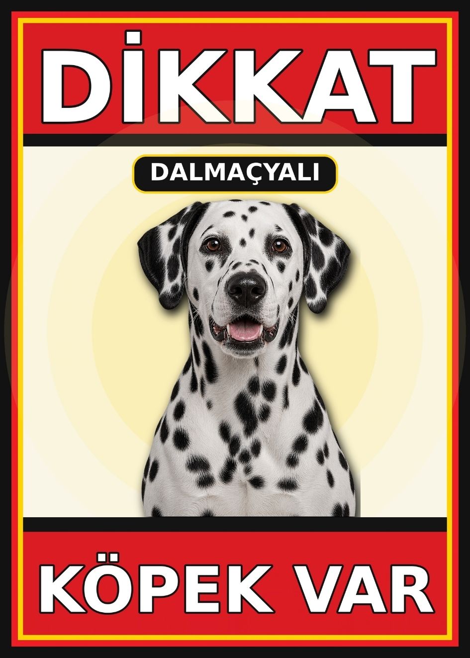 Dalmaçyalı Dikkat Köpek Var Levhası 21x30 cm UV Baskılı PVC Uyarı Tabelası