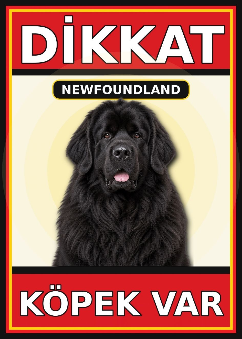 Newfoundland Dikkat Köpek Var Levhası 21x30 cm UV Baskılı PVC Uyarı Tabelası