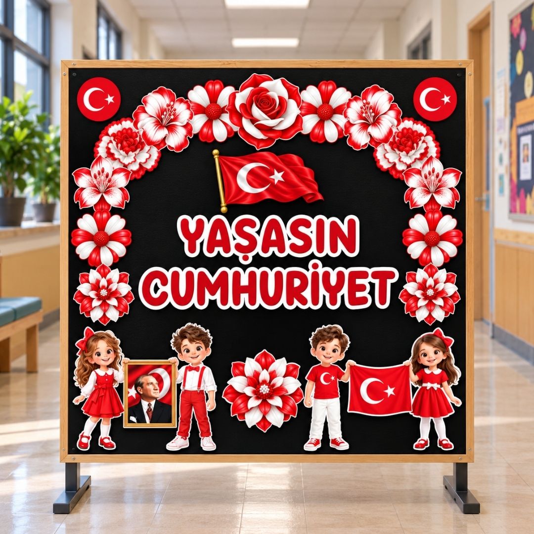YAŞASIN CUMHURİYET Hazır Fügür Kesim Pano Süsü 