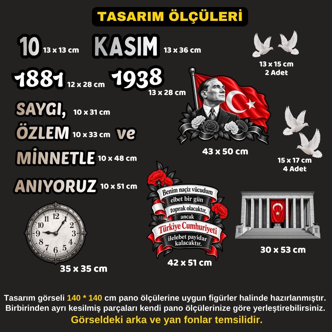 10 KASIM ATATÜRK'Ü ANMA GÜNÜ Hazır Fügür Kesim Pano Süsü 10 KASIM ATATÜRK'Ü ANMA GÜNÜ Hazır Fügür Kesim Pano Süsü