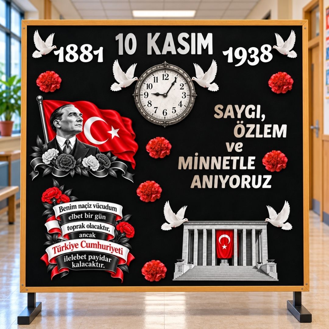 10 KASIM ATATÜRK'Ü ANMA GÜNÜ Hazır Fügür Kesim Pano Süsü 