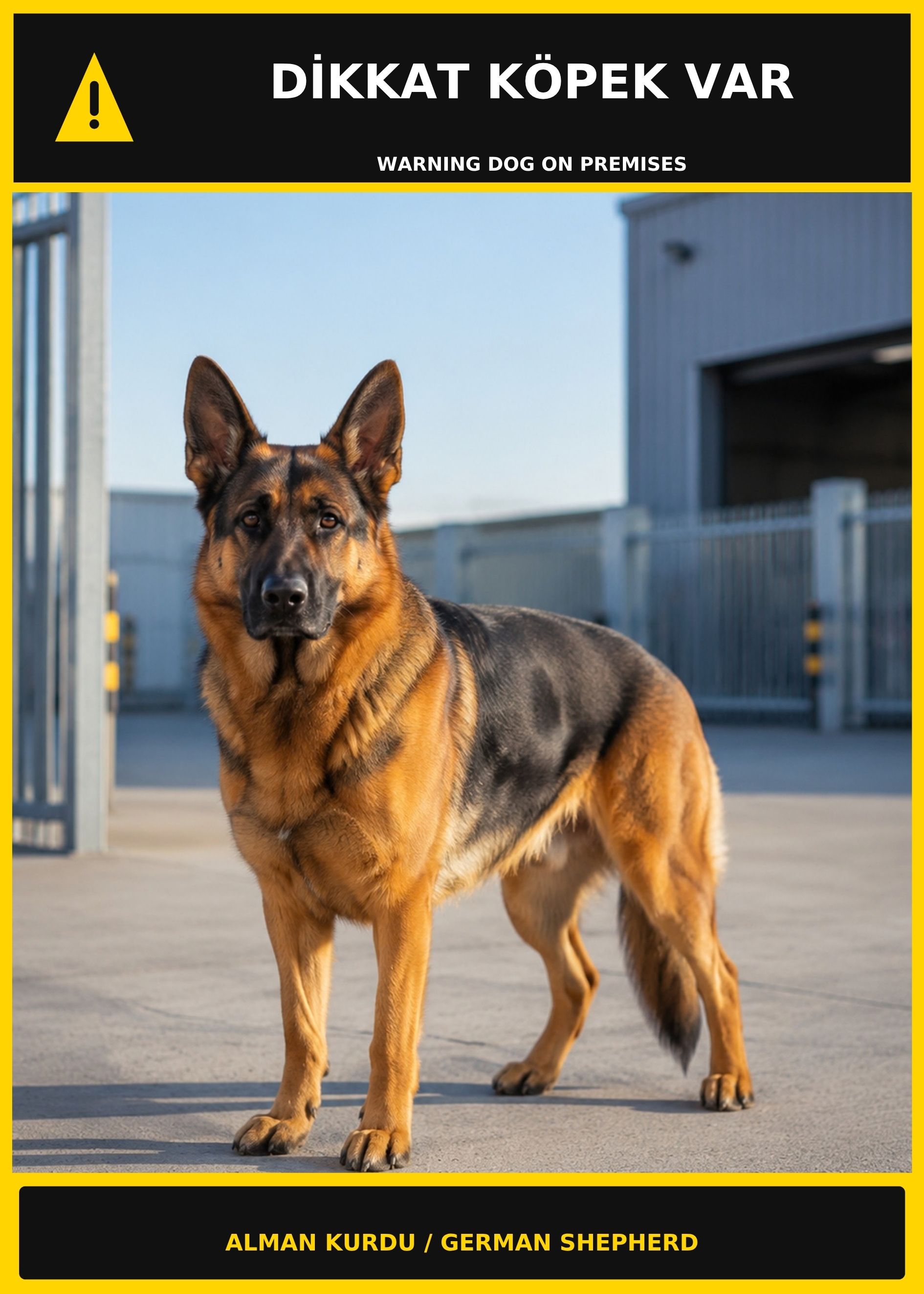 Dikkat Köpek Var Alman Kurdu Görselli PVC Uyarı Levhası 21x30CM