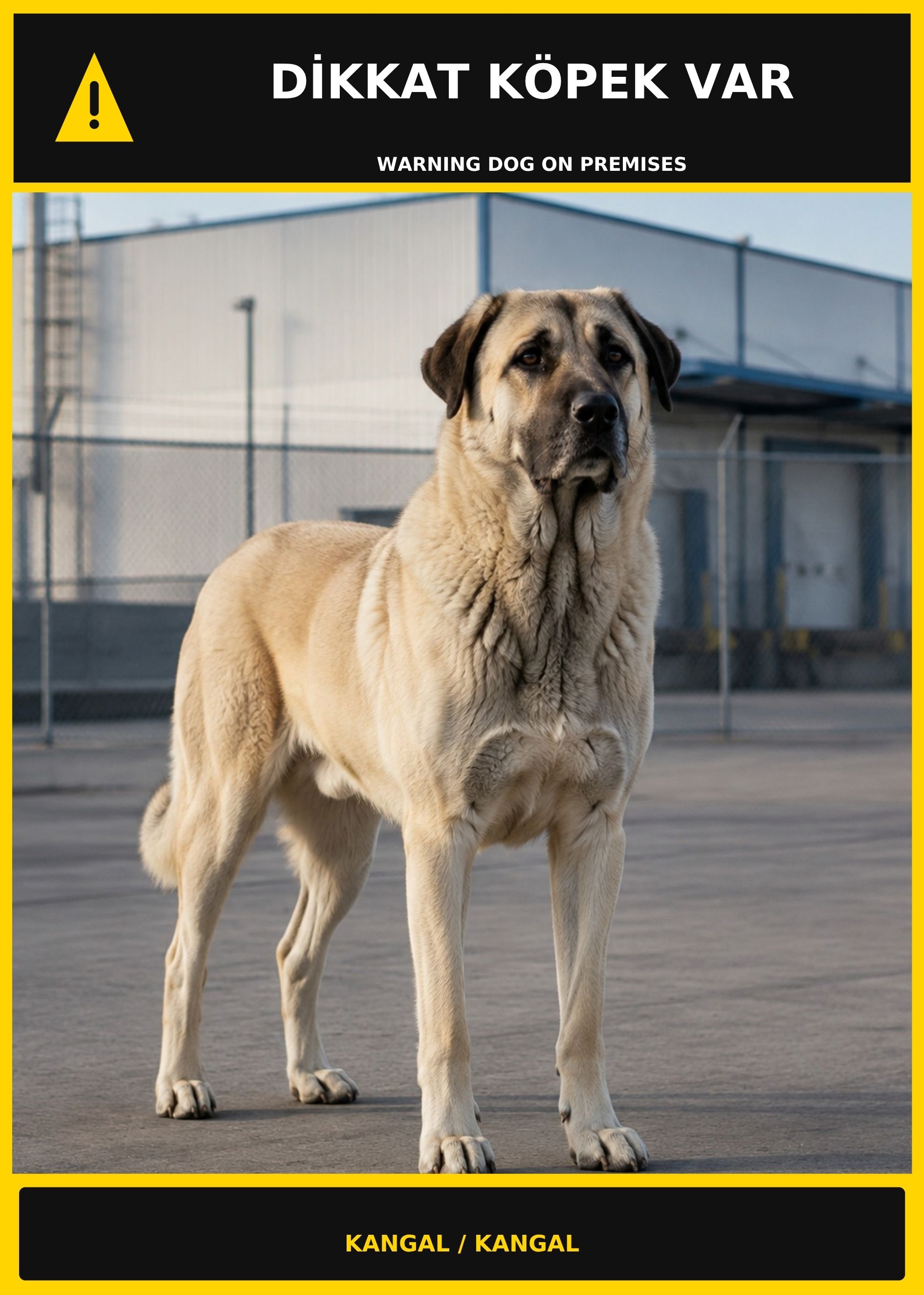 Dikkat Köpek Var Kangal Görselli PVC Uyarı Levhası 21x30CM