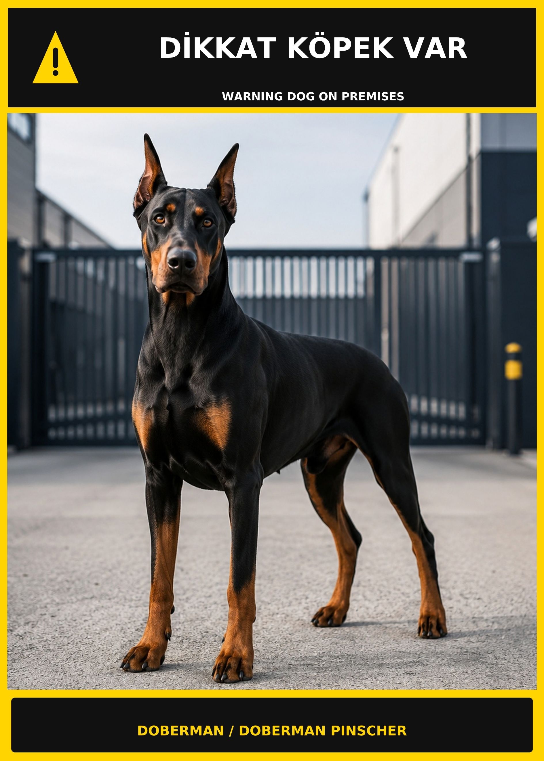 Dikkat Köpek Var Doberman Görselli PVC Uyarı Levhası 21x30CM