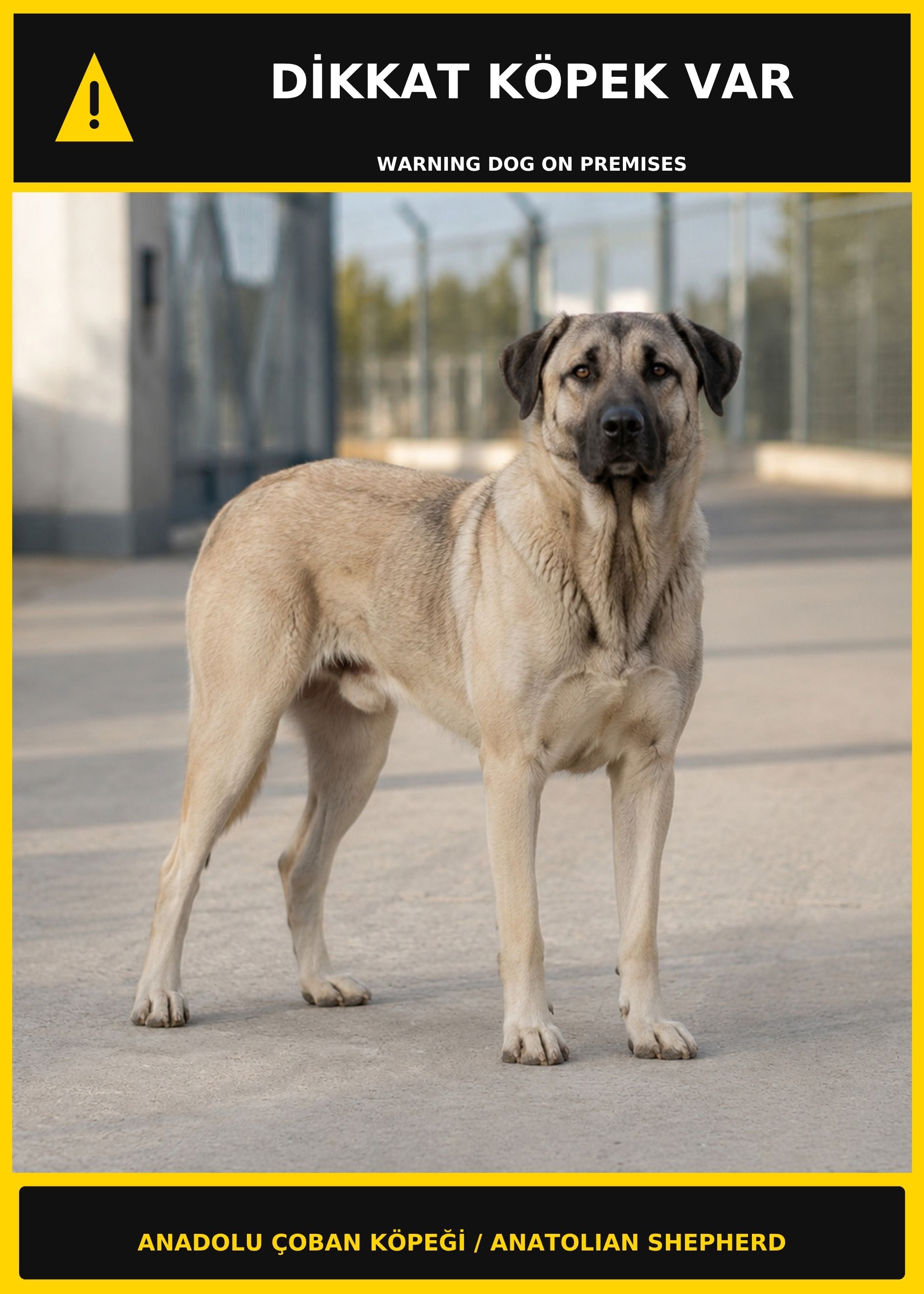 Dikkat Köpek Var Anadolu Çoban Köpeği Görselli PVC Uyarı Levhası 21x30CM