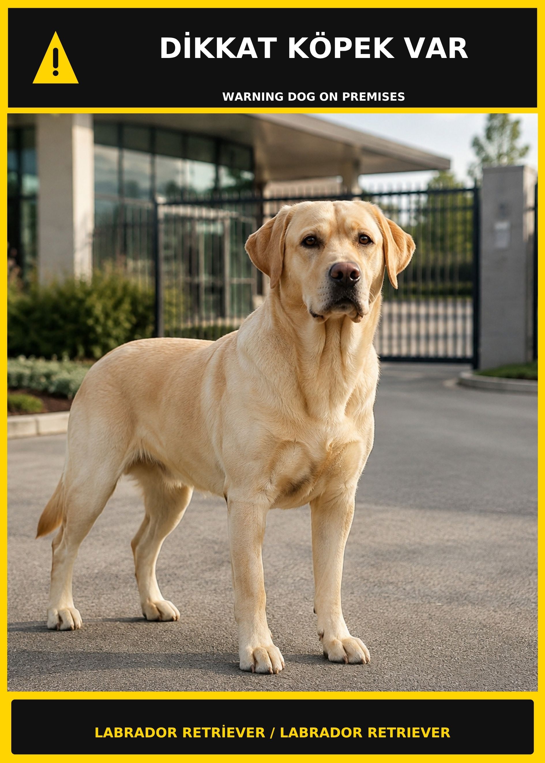 Dikkat Köpek Var Labrador Retriever Görselli PVC Uyarı Levhası 21x30CM
