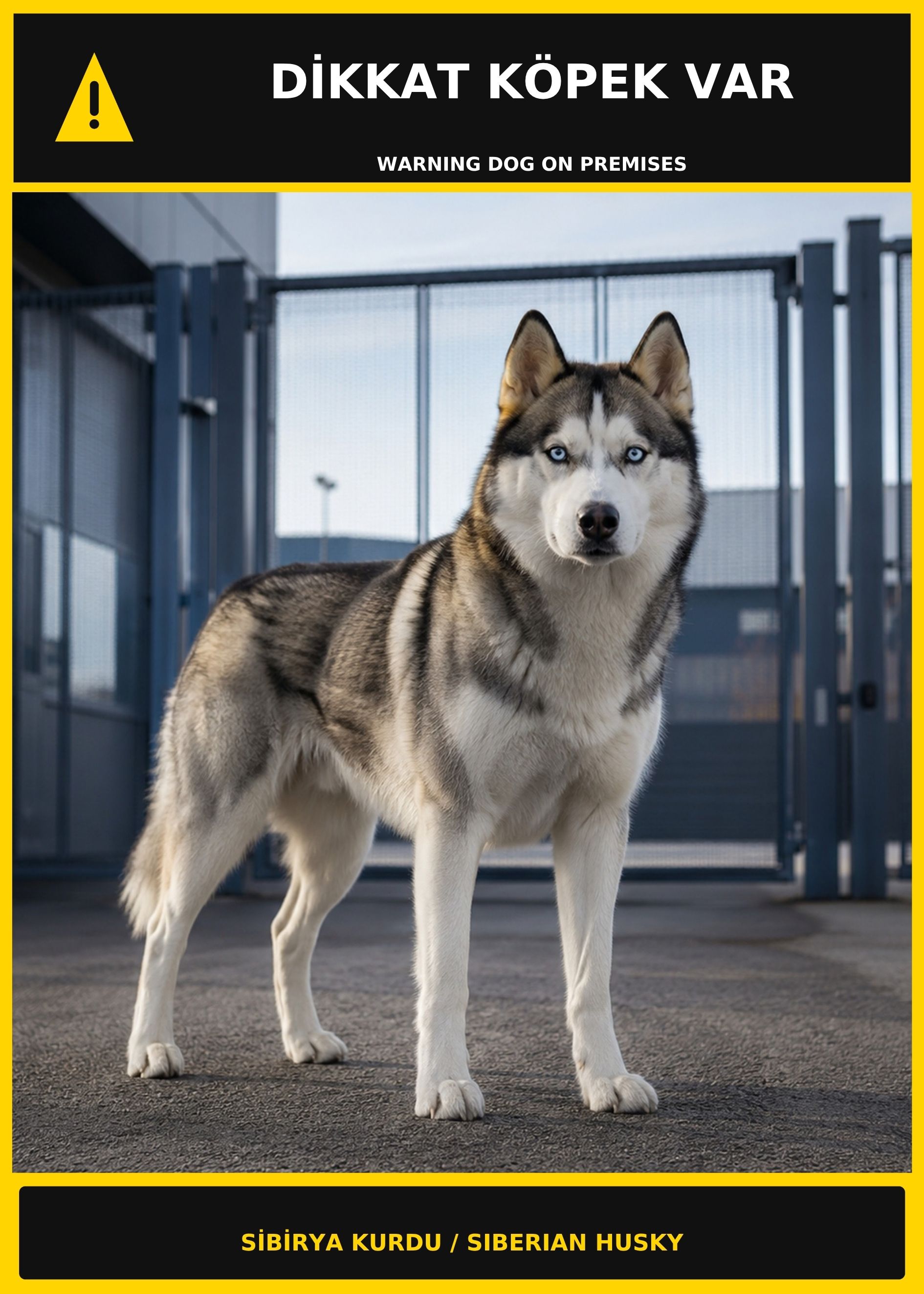 Dikkat Köpek Var Sibirya Kurdu Görselli PVC Uyarı Levhası 21x30CM