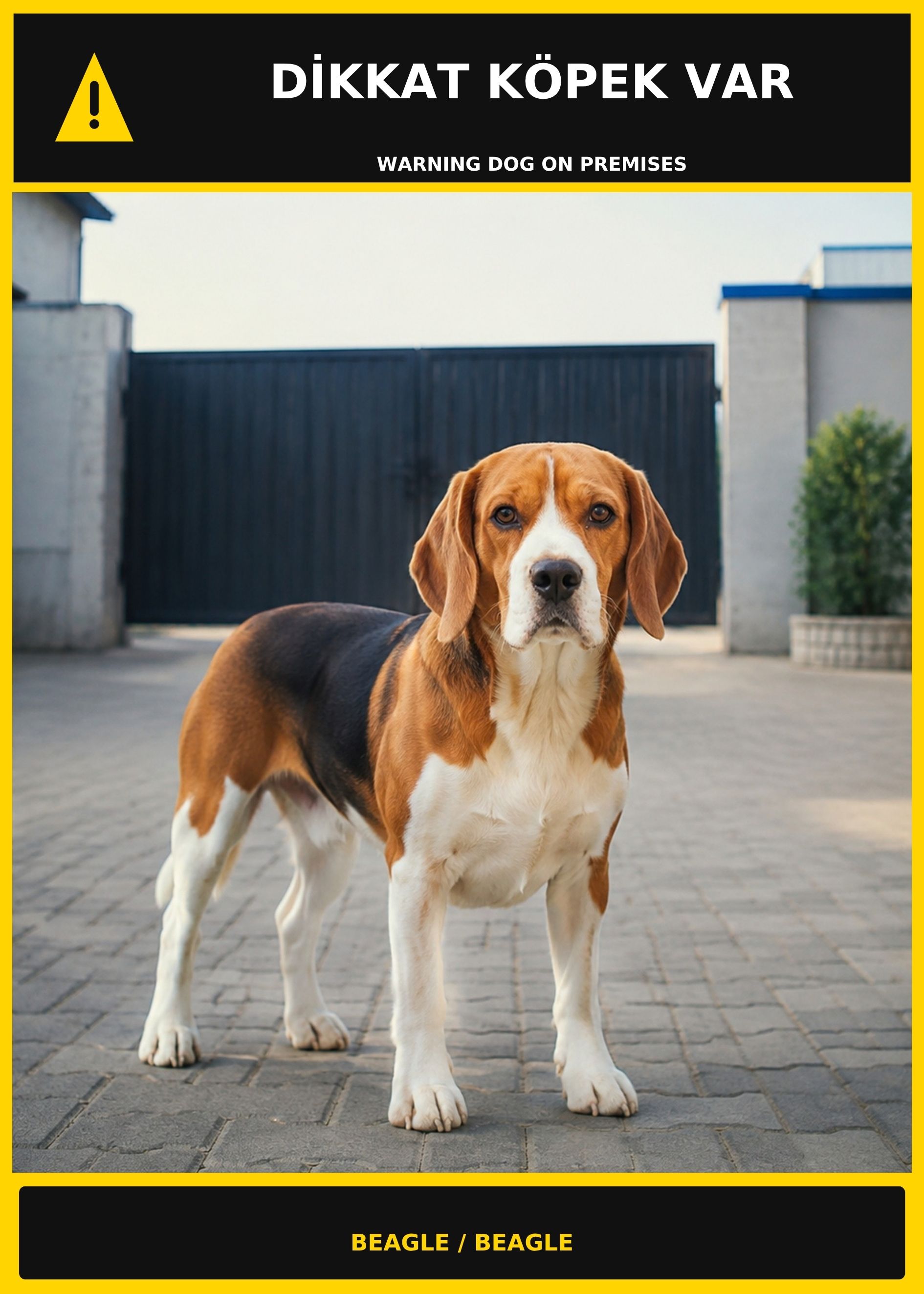 Dikkat Köpek Var Beagle Görselli PVC Uyarı Levhası 21x30CM