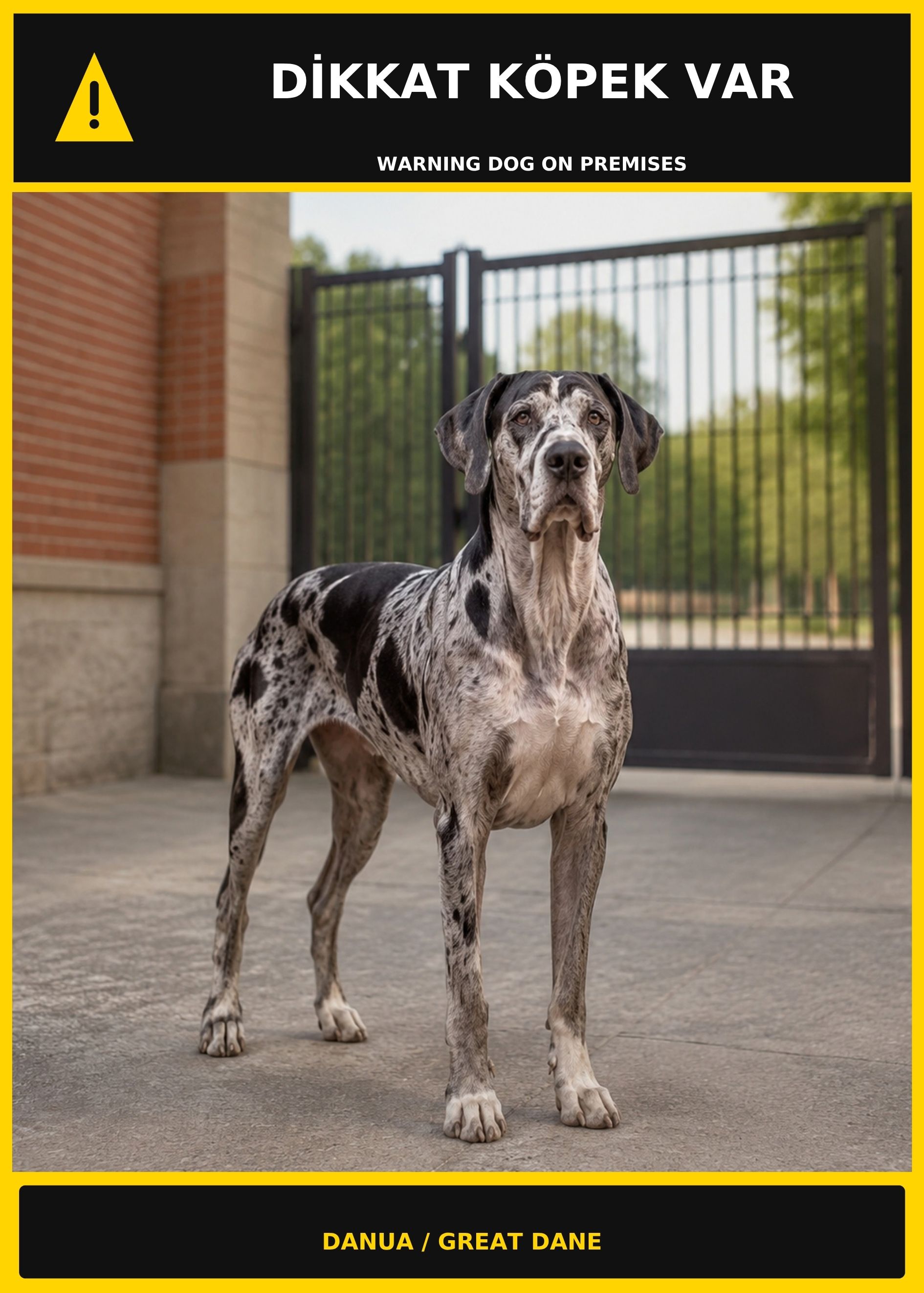 Dikkat Köpek Var Danua Görselli PVC Uyarı Levhası 21x30CM