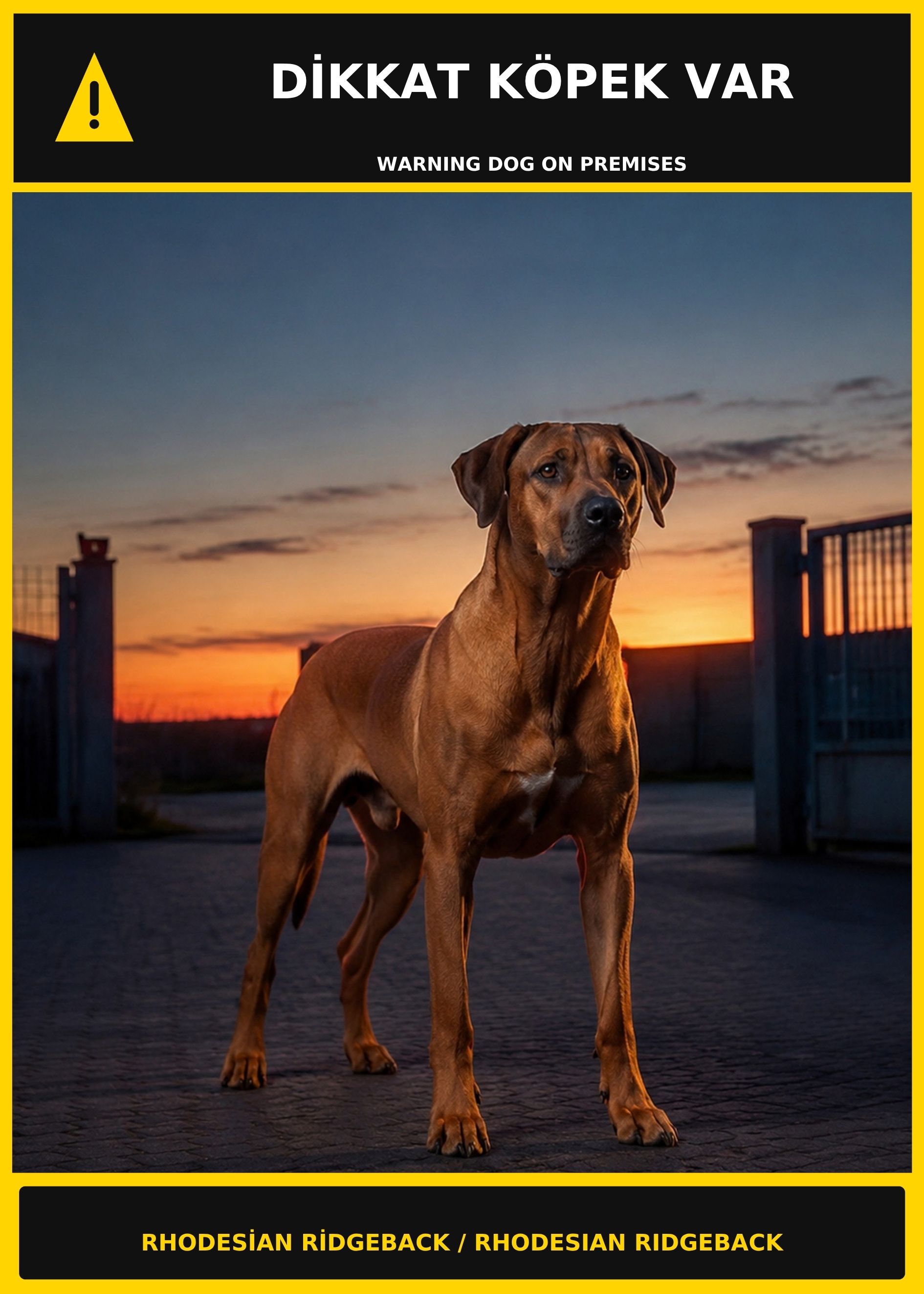 Dikkat Köpek Var Rhodesian Ridgeback Görselli PVC Uyarı Levhası 21x30CM