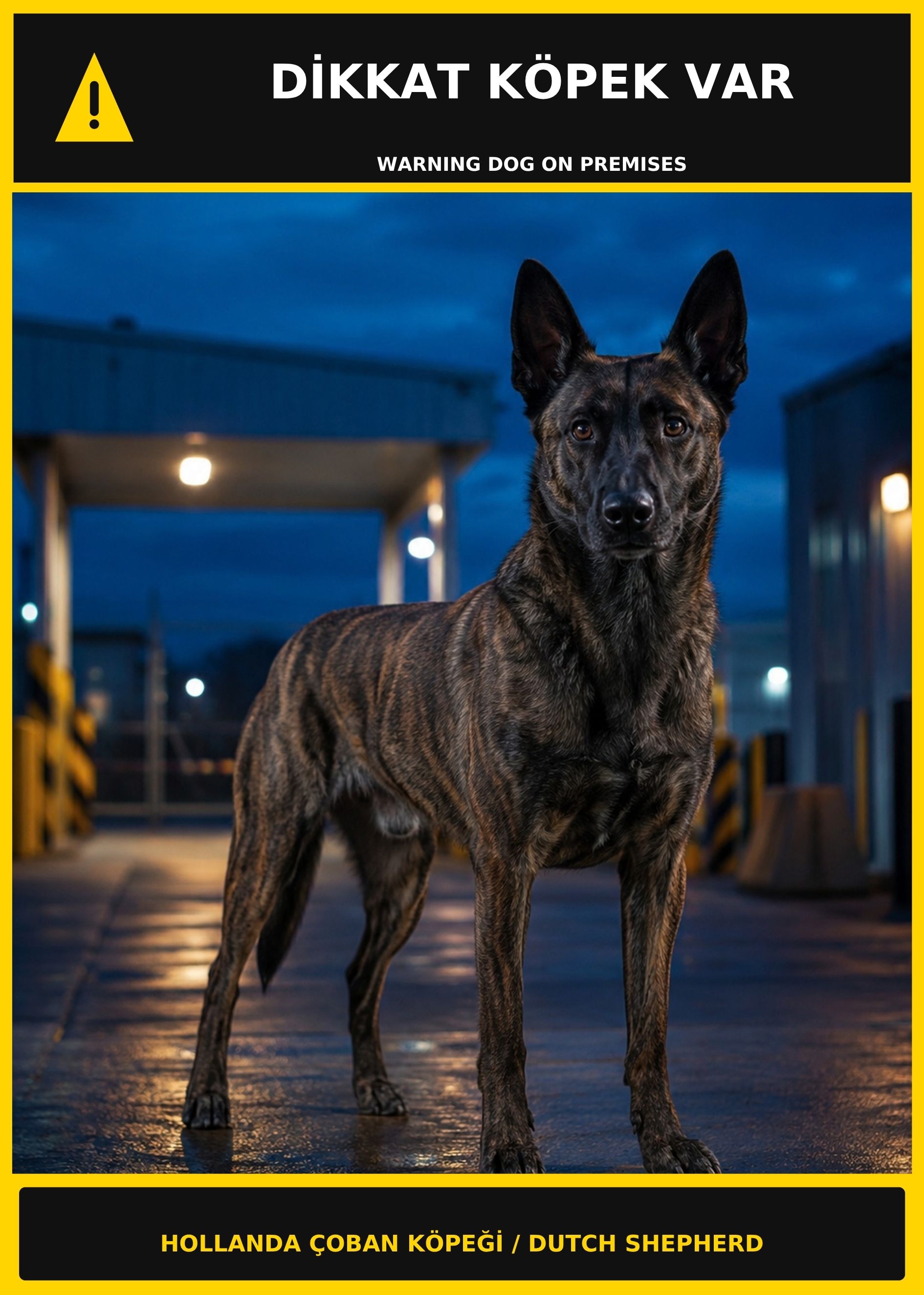 Dikkat Köpek Var Hollanda Çoban Köpeği Görselli PVC Uyarı Levhası 21x30CM