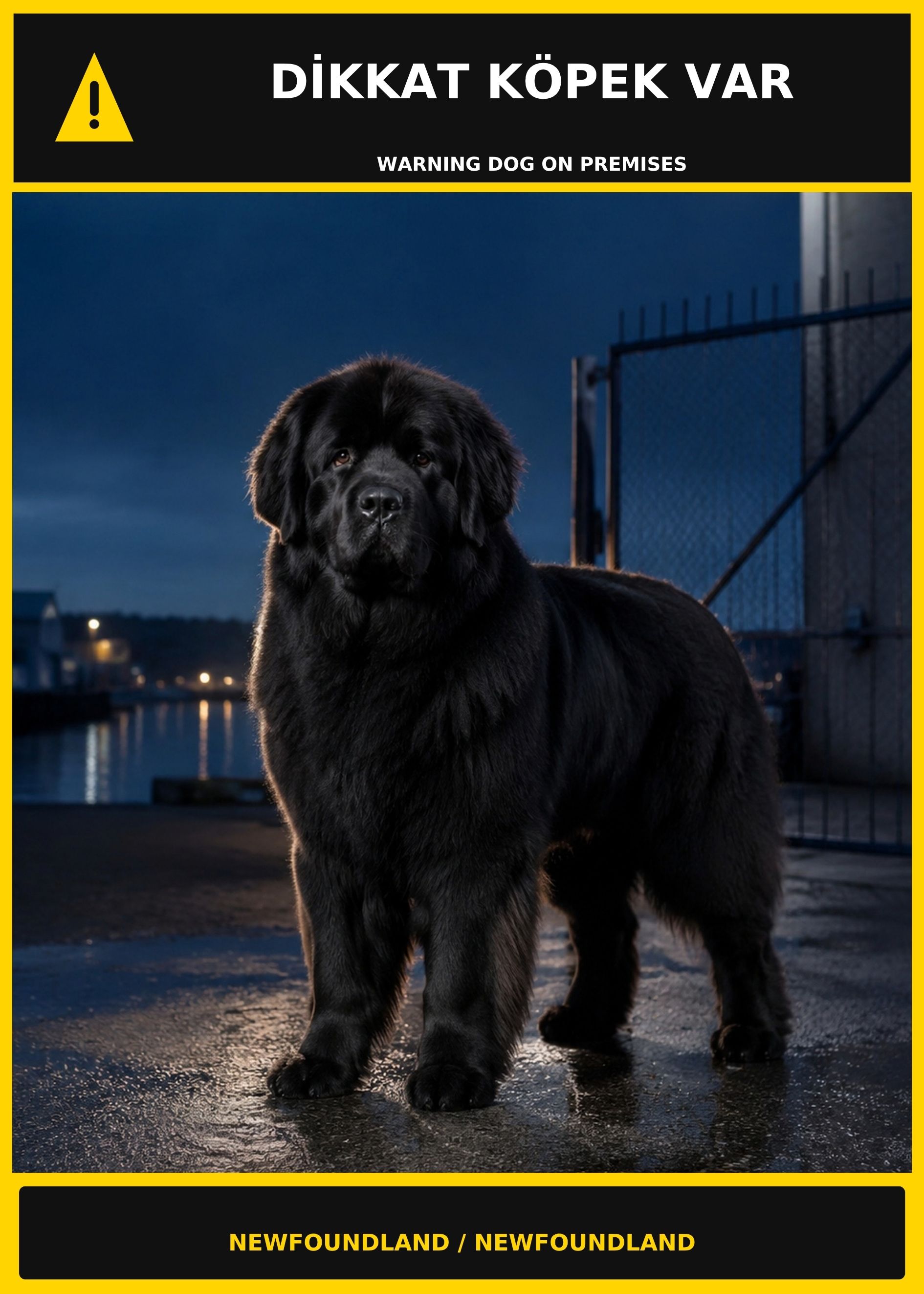 Dikkat Köpek Var Newfoundland Görselli PVC Uyarı Levhası 21x30CM