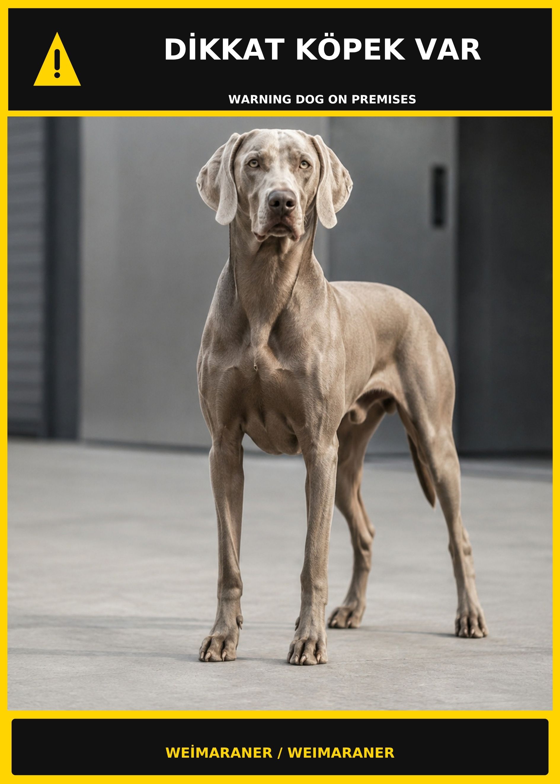 Dikkat Köpek Var Weimaraner Görselli PVC Uyarı Levhası 21x30CM