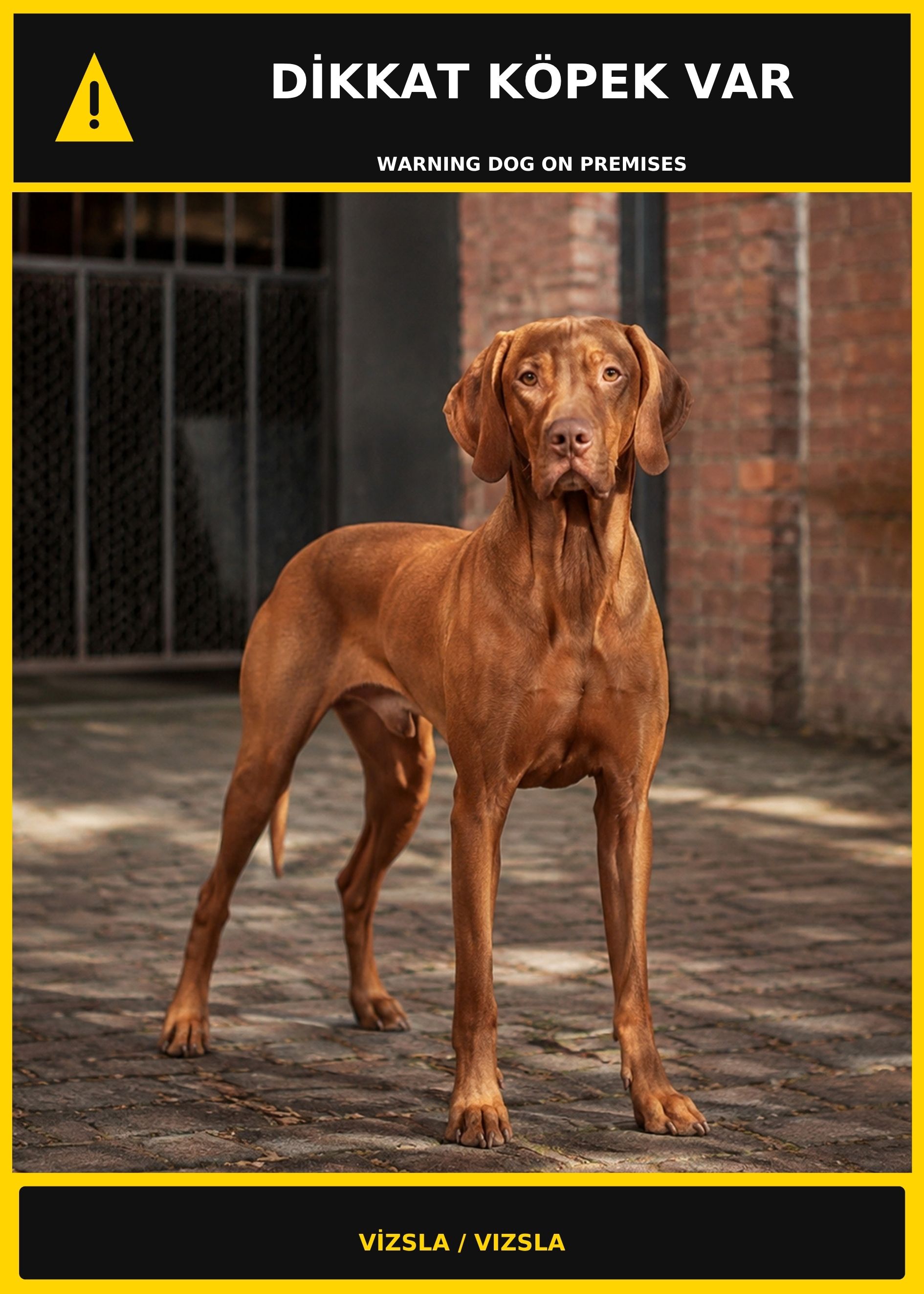 Dikkat Köpek Var Vizsla Görselli PVC Uyarı Levhası 21x30CM