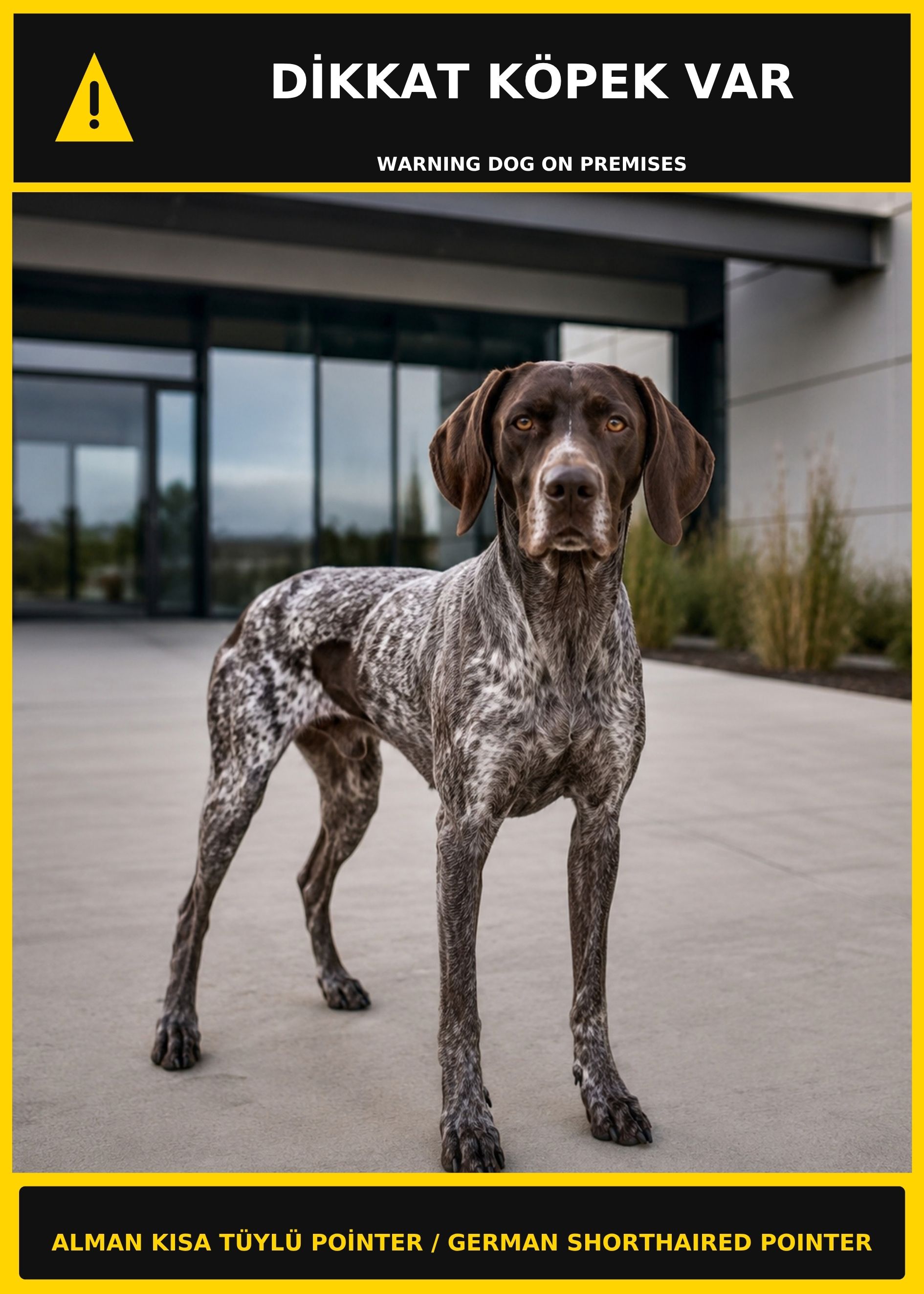 Dikkat Köpek Var Alman Kısa Tüylü Pointer Görselli PVC Uyarı Levhası 21x30CM
