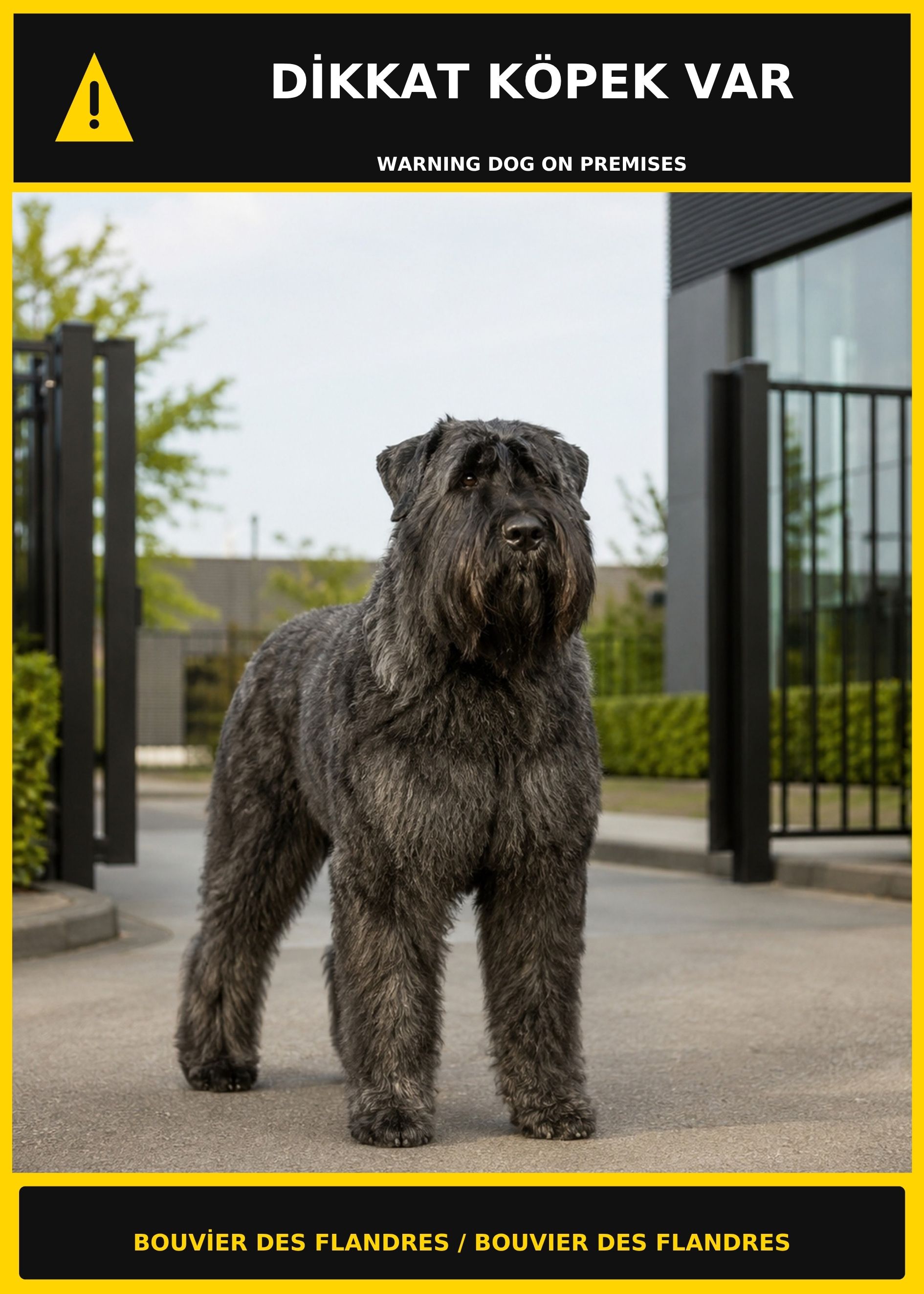 Dikkat Köpek Var Bouvier des Flandres Görselli PVC Uyarı Levhası 21x30CM