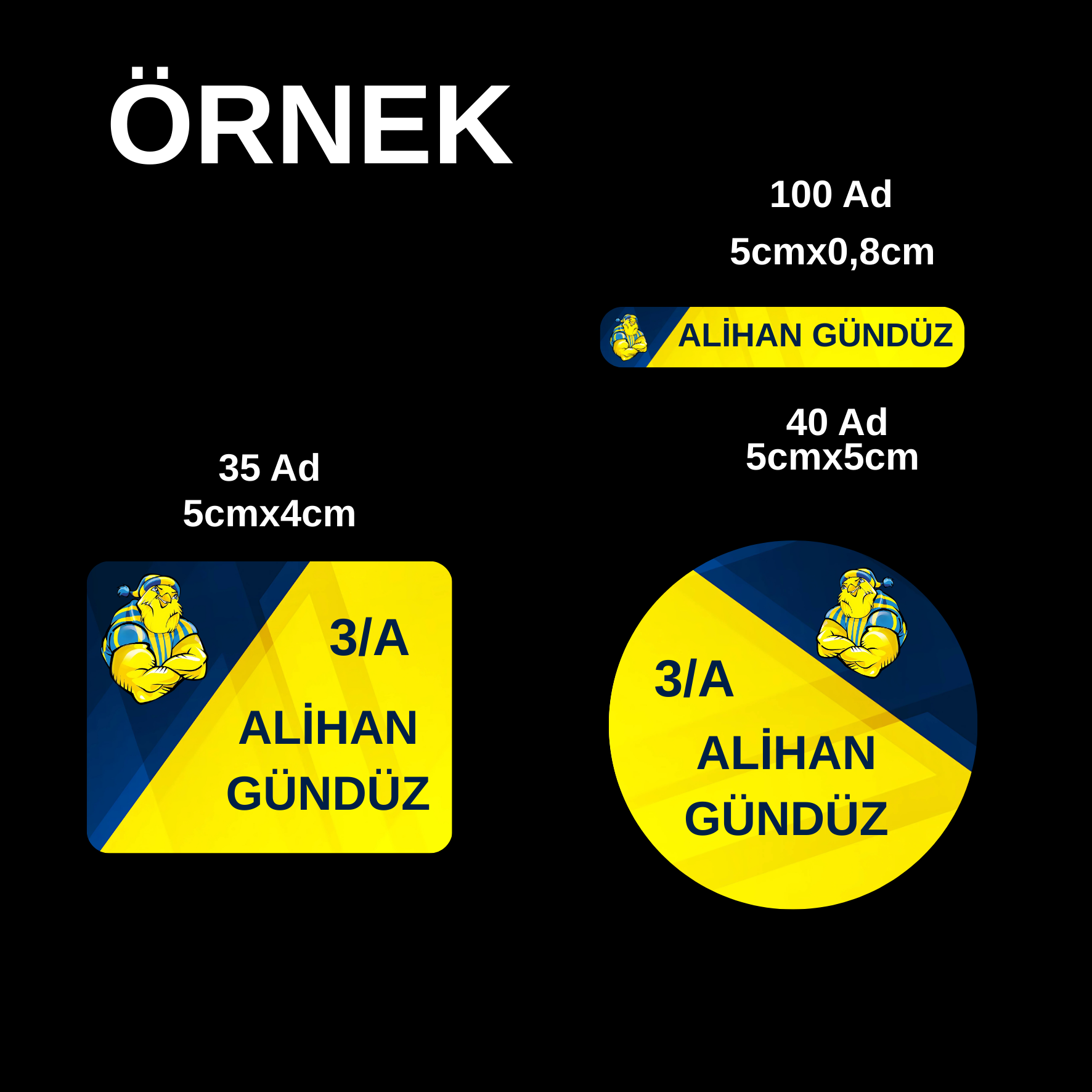 İsme Özel SARI LACİVERT PVC ETİKET SETİ İsme Özel SARI LACİVERT PVC ETİKET SETİ