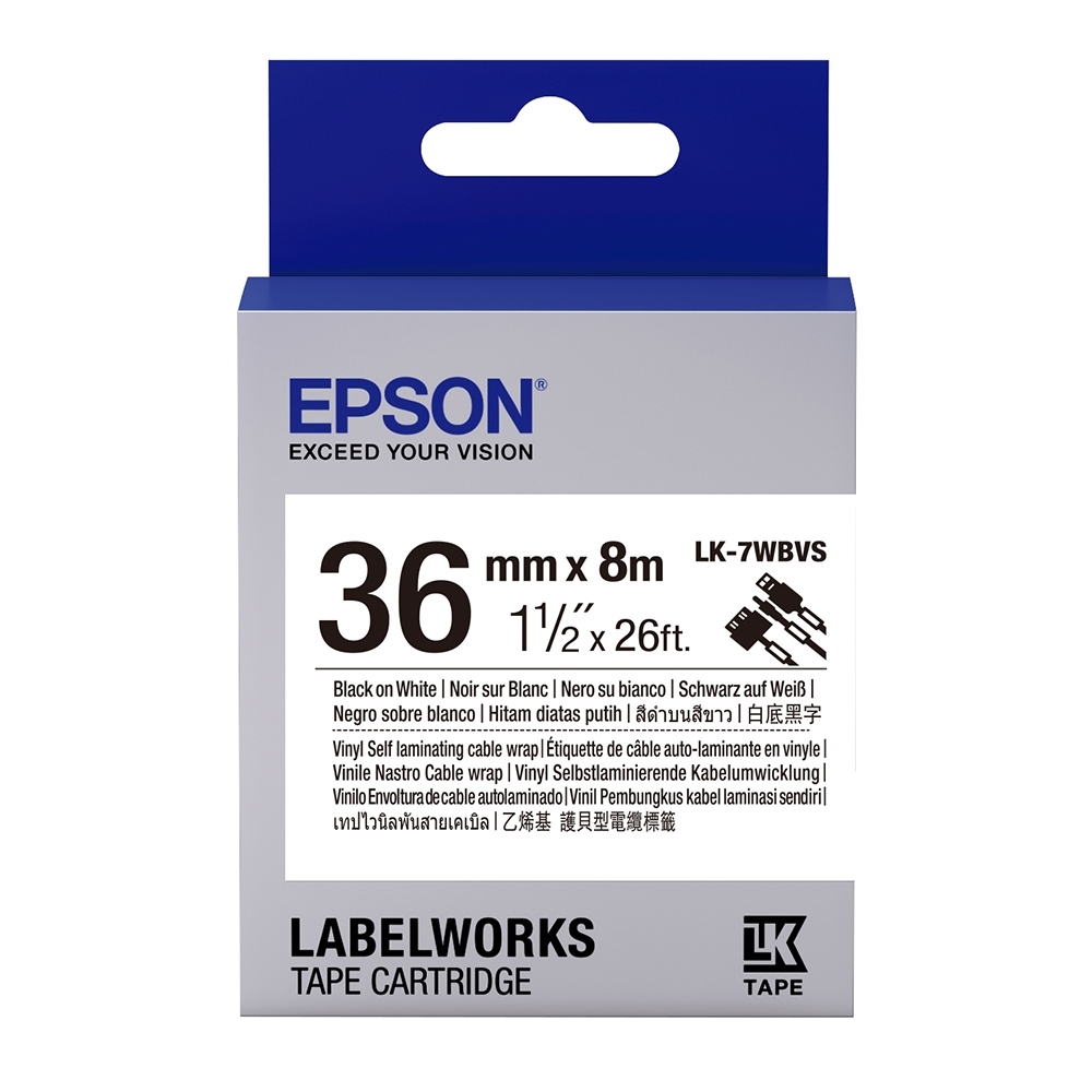 EPSON LK-7WBVS SLCW BEYAZ UZERI SIYAH 36MM 8 METRE ETIKET