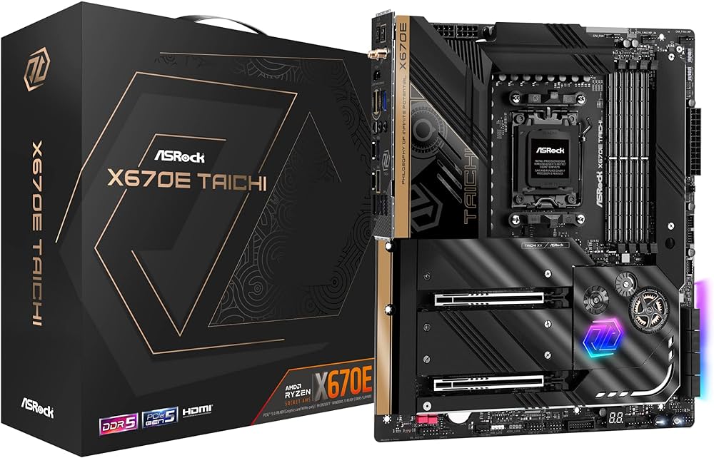 ASRock X670E Taichi RGB EATX Anakart AMD AM5 Ryzen 8000 ve 7000, DDR5, 4x M.2 SSD, AMD EXPO, WiFi 6E