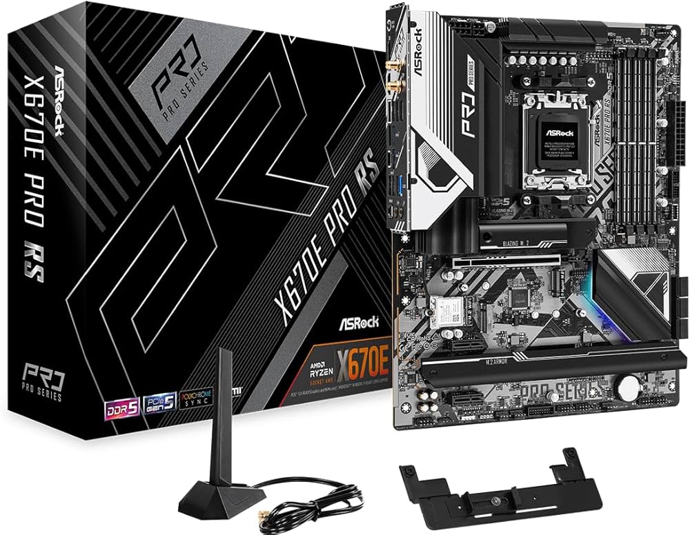 ASRock X670E Pro RS RGB ATX Anakart, AMD AM5 Ryzen 8000 ve 7000, DDR5, 5x M.2 SSD, 4K 120Hz, AMD Expo, USB Type C, WiFi 6E