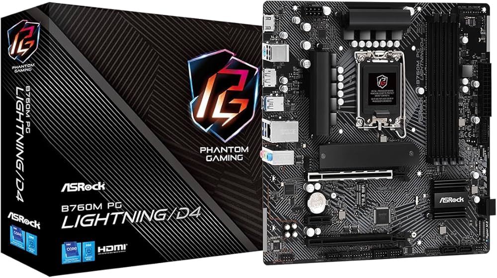 ASRock B760M Phantom Gaming Lightning Micro ATX Anakart Intel LGA1700, DDR5, 3x M.2 SSD, 8K 60Hz, USB Type-C