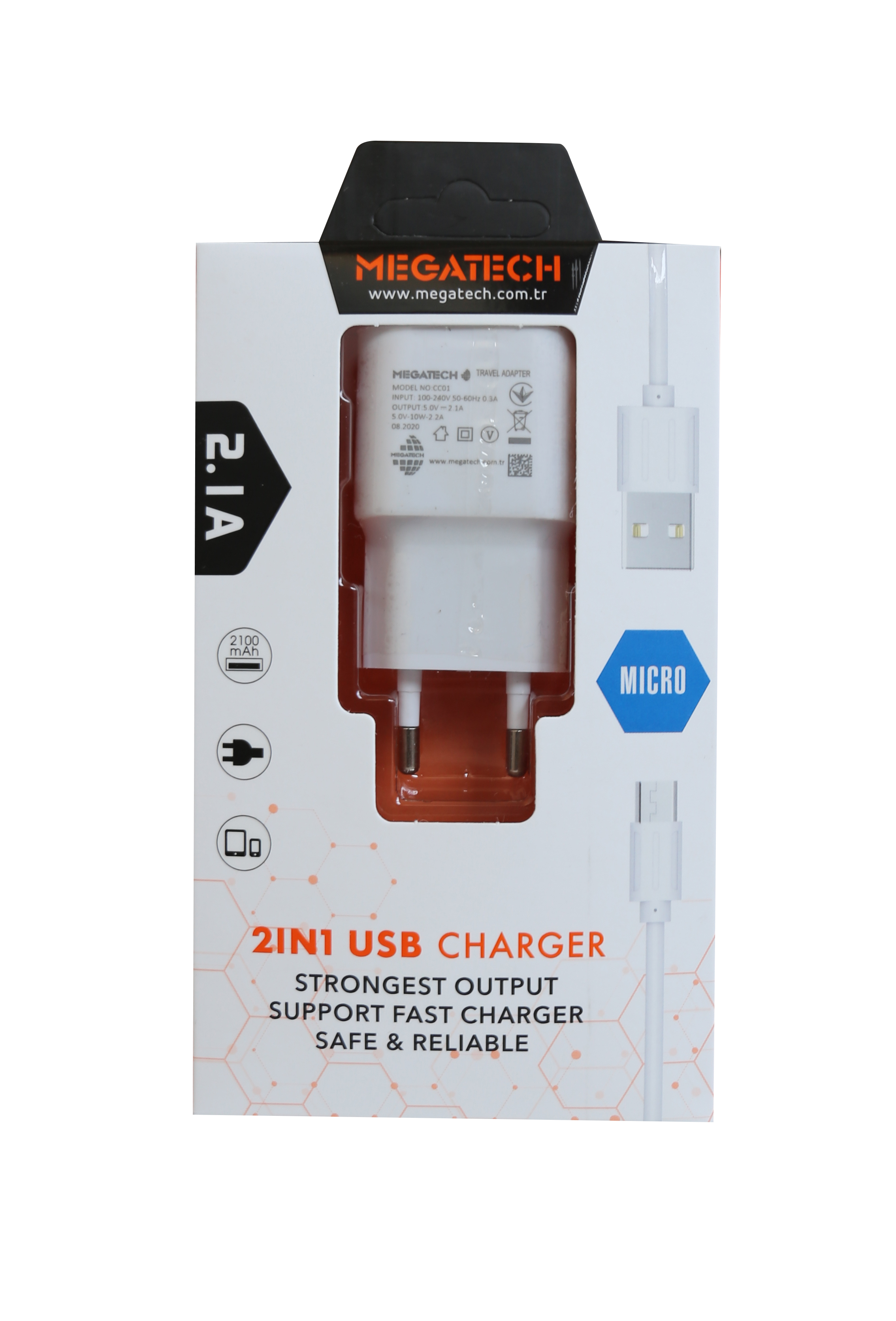 MEGATECH CC01 2IN1 2.1A EV SARJ+MICRO KAFA