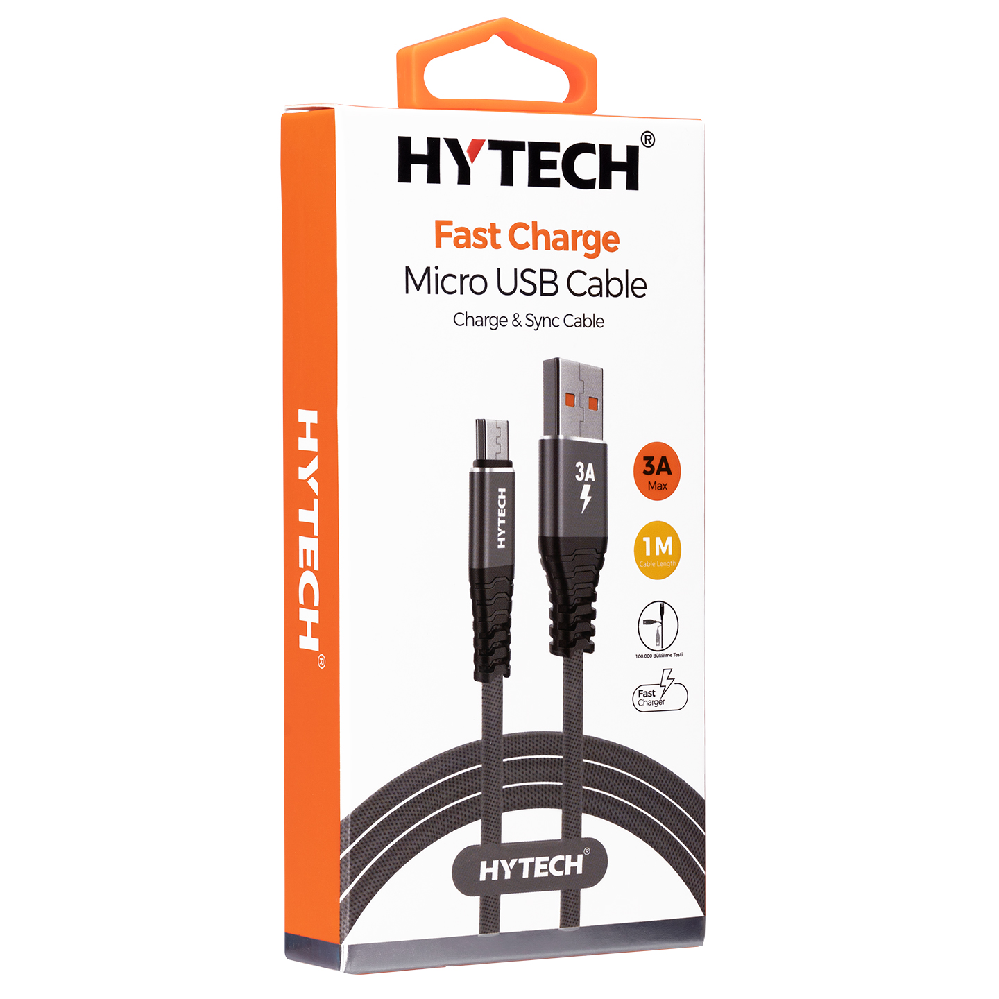 HYTECH HY-X210 3A MICRO USB 1M GRI DATA + SARJ KABLOSU