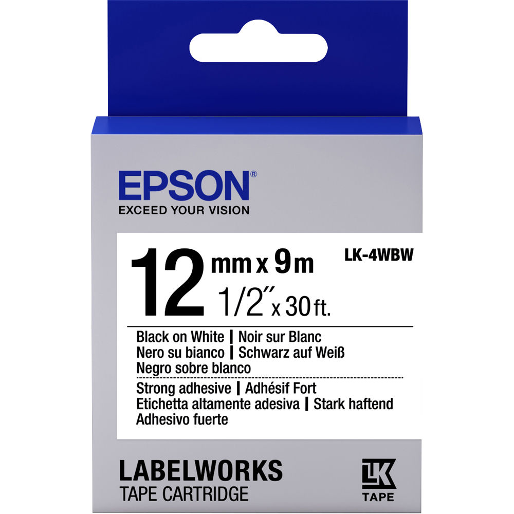 EPSON LK-4WBVN  SIYAH UZERI BEYAZ 12MM 7METRE ETIKET