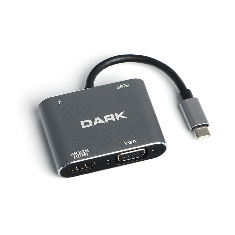 DARK USB 3.1 TYPE-C' DEN 4K UHD HDMI & VGA DONUSTURUCU ADAPTOR