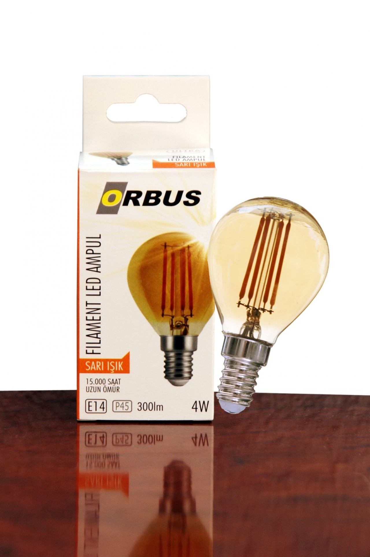 ORBUS ORB-PC45 4W SARI ISIK E14 P45 400LM 15.000 SAAT FILAMENT LED AMPUL