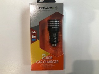 MEGATECH T05-M24 SIYAH 2.4A 2USB CELIK ARAC SARJ ALETI