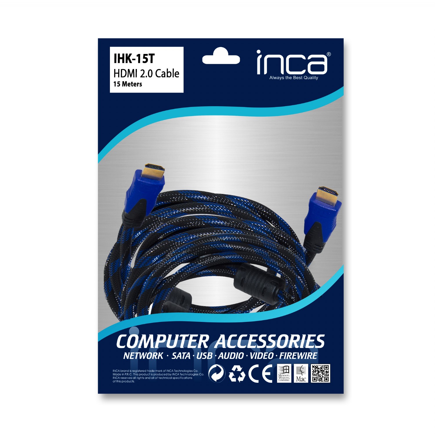 INCA IHK-15T 2.0 15MT SARGILI HDMI KABLO 18 GBPS 4K& 2K & FULL HD