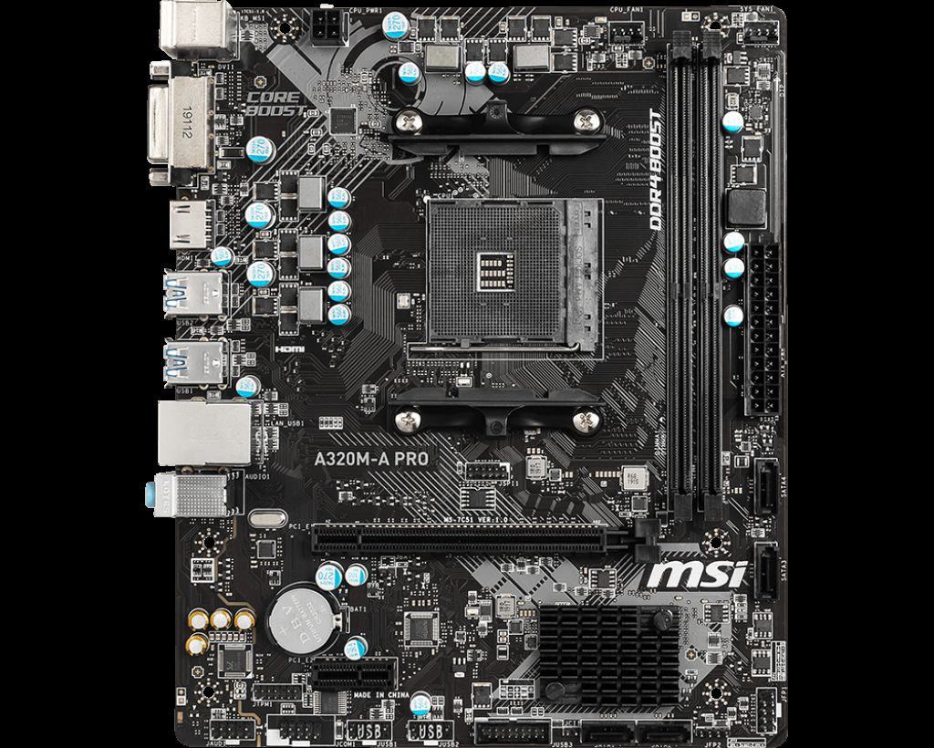 MSI A320M-A PRO AM4 DDR4 3200(OC) DVI HDMI USB3.2 MATX