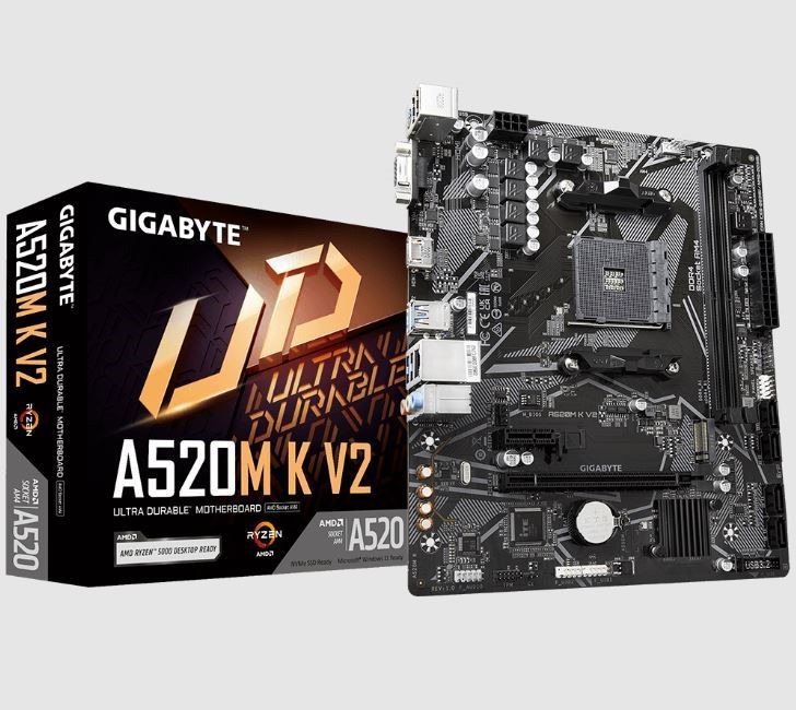 GIGABYTE A520M-K-V2 AMD A520 ULTRA DAYANIKLI ANAKART PCIE 3.0 X4 M.2 AKILLI FAN 5