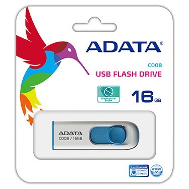 ADATA C008-16GB 16GB USB2.0 CLASSIC (WHITE + BLUE) FLASH BELLEK