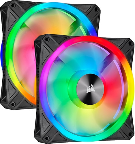 Corsair CO-9050100-WW iCUE QL140 RGB 140 mm Dört RGB Renk Döngülü PWM Fan, Lighting Node CORE Kontrolcü İle Birlikte, 2'li Paket