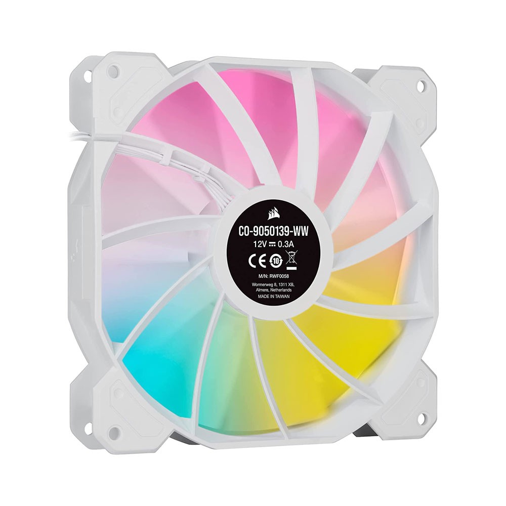 CORSAIR FAN - CO-9050139-WW iCUE SP140 RGB ELITE Performance 140mm White PWM Fan — Dual Fan Kit with Lighting Node CORE