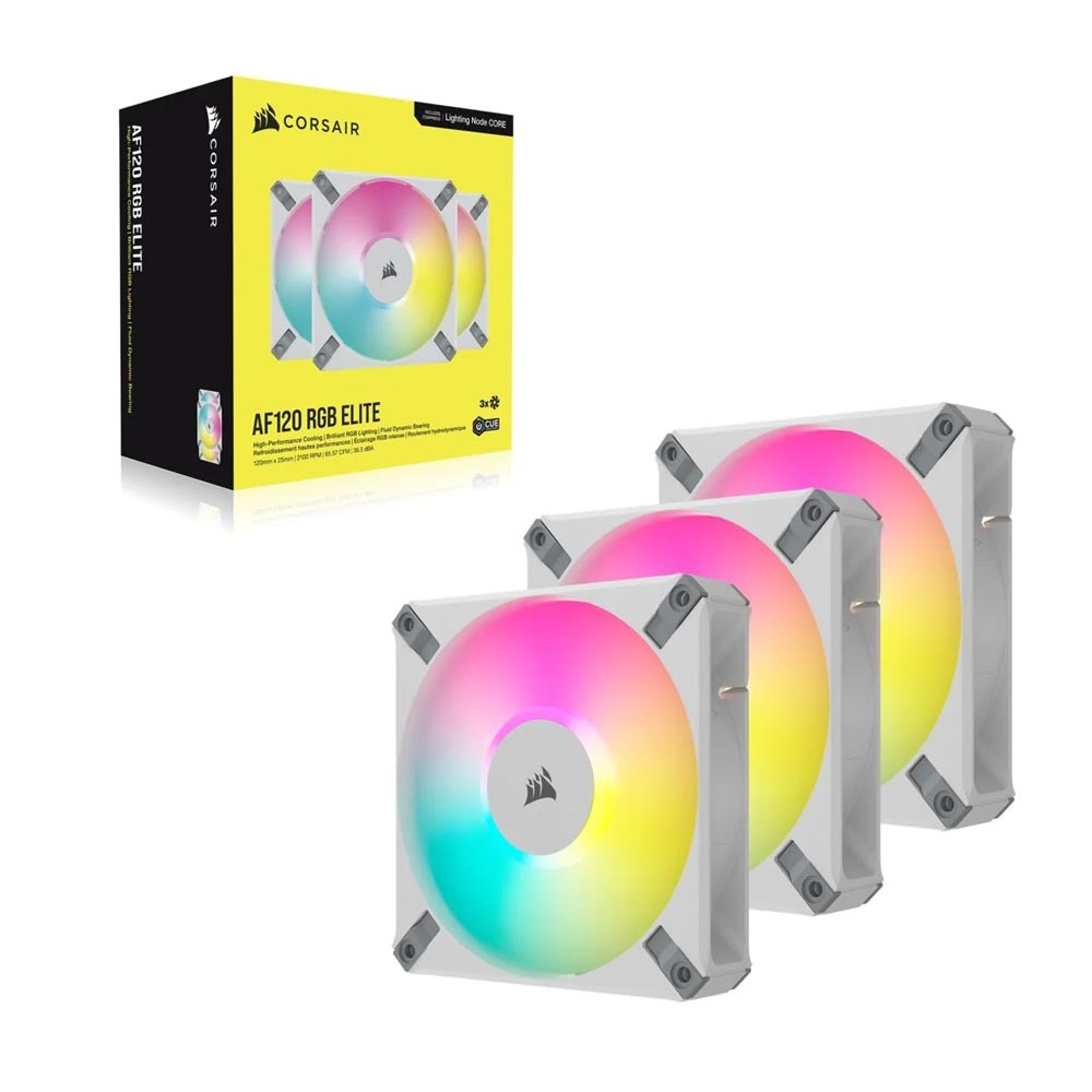 CORSAIR FAN - CO-9050158-WW AF Serisi, AF120 RGB ELITE 120mm RGB LED Fan, 3lü + Lighting Node CORE, Beyaz