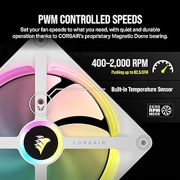 CORSAIR FAN - CO-9051008-WW iCUE LINK QX140 RGB 140mm PWM PC Fans Starter Kit with iCUE LINK System Hub - White