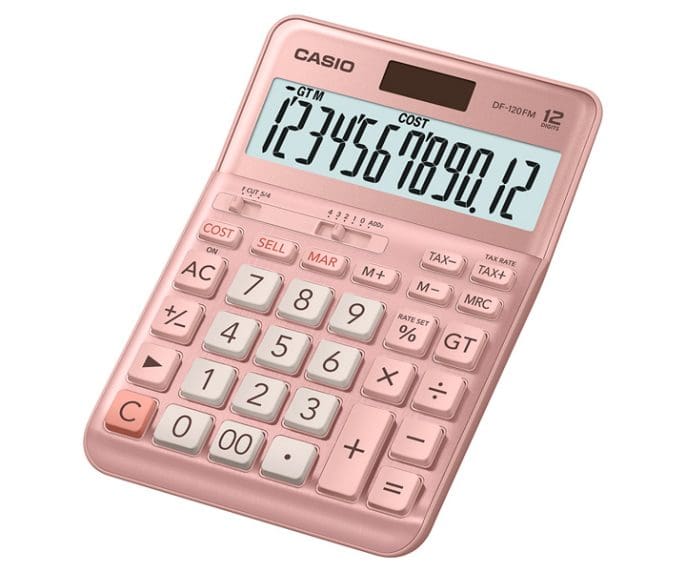 CASIO DF-120FM-PK PEMBE 12 HANE MASA USTU HESAP MAKINESI