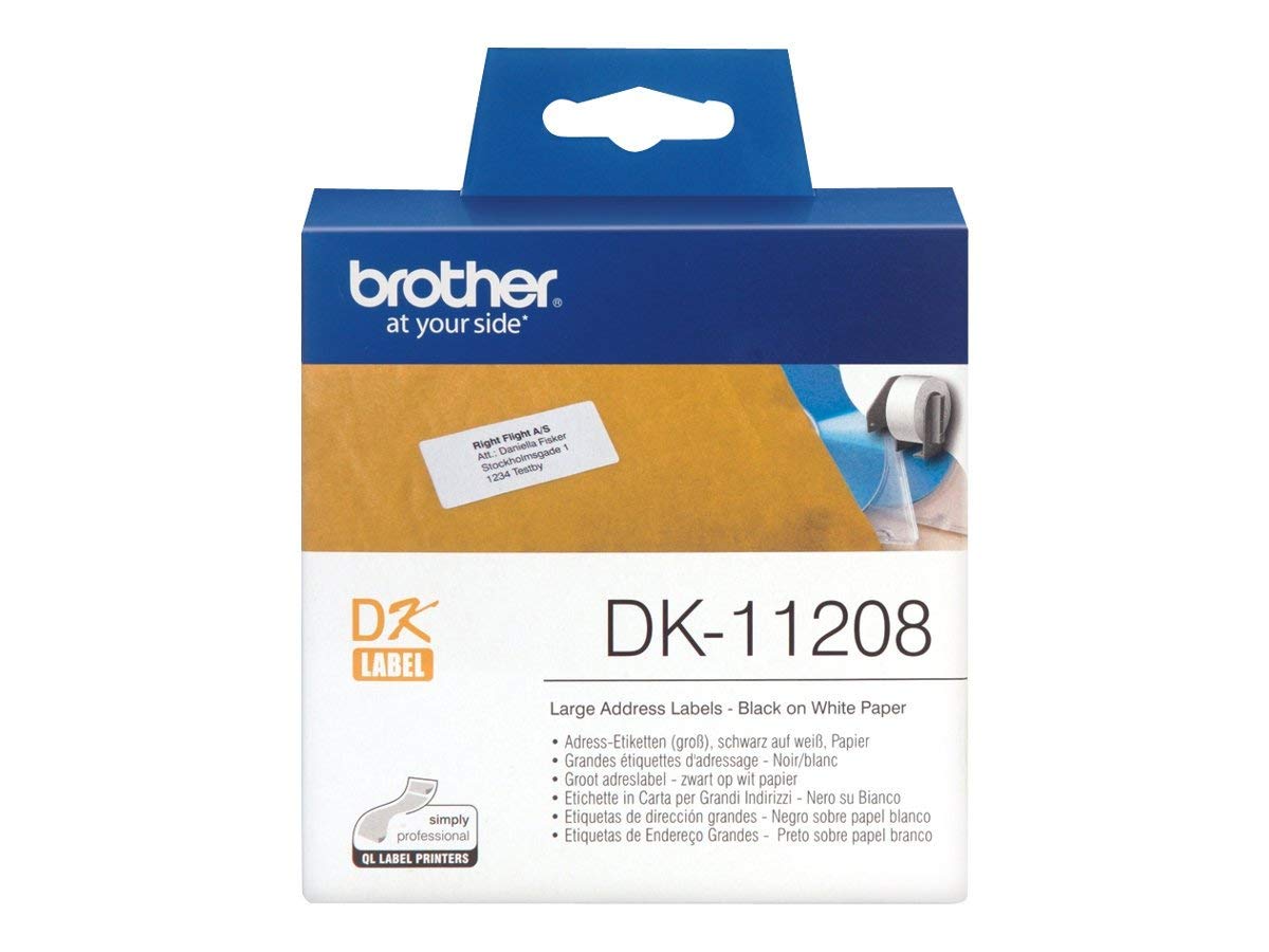 BROTHER P-TOUCH DK-11208 DK ETİKET GENİŞ ADRES ETİKETİ 38MM X 90MM 400 ADET