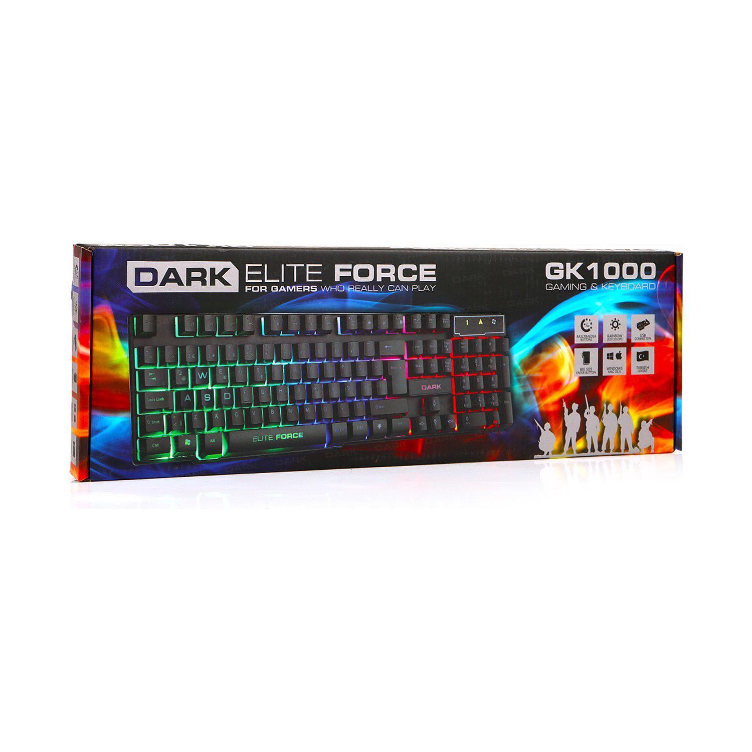 DARK ELITE FORCE MEKANIK HISLI RGB USB KABLOLU Q KLAVYE (DK-AC-GK1000)