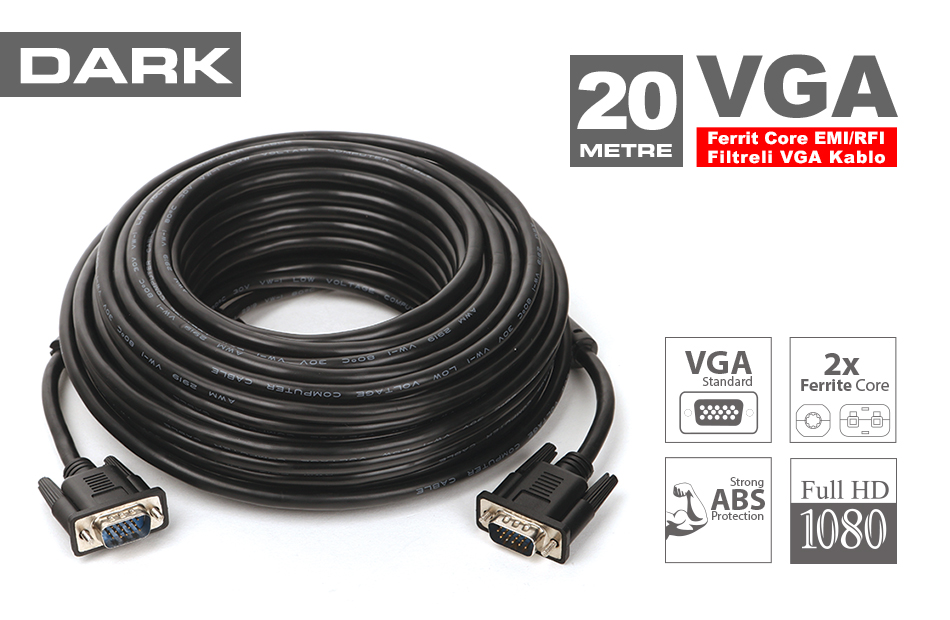 DARK 20M FERRIT CORE EMI-RFI FILTRELI VGA KABLO