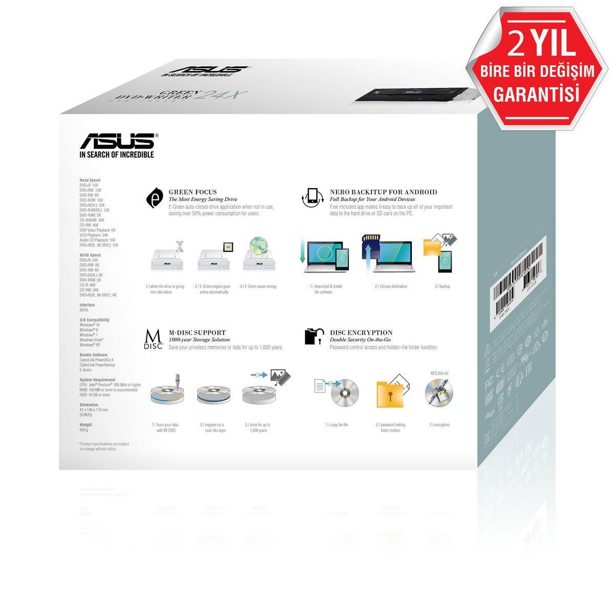 DRW-24D5MT ASUS 24X DAHILI DVD YAZICI