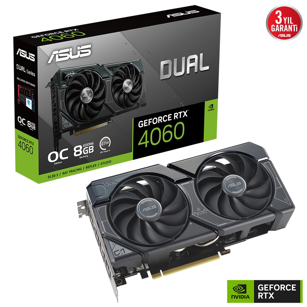 ASUS GEFORCE DUAL-RTX4060-O8G 8GB GDDR6 1XHDMI 3XDP EKRAN KARTI