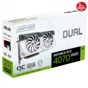 ASUS DUAL-RTX4070S-O12G-WHITE GDDR6X HDMI 3XDP DLSS3 192BİT