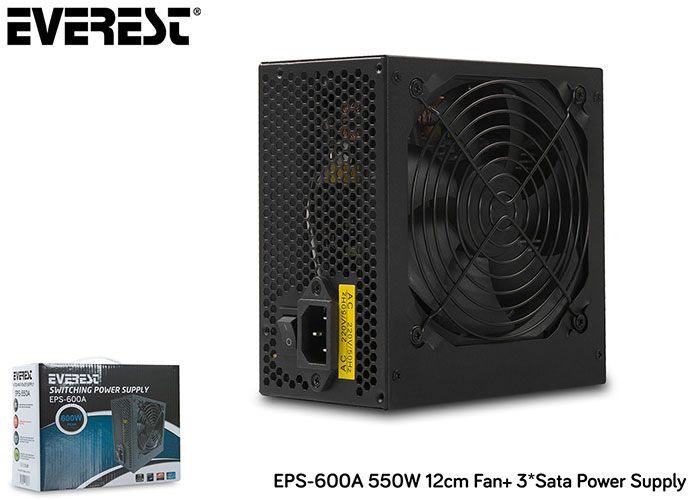 EVEREST EPS-600A REAL 600W 12CM FAN 4*SATA AKTIF PFC OYUNCU PC DESTEKLI P