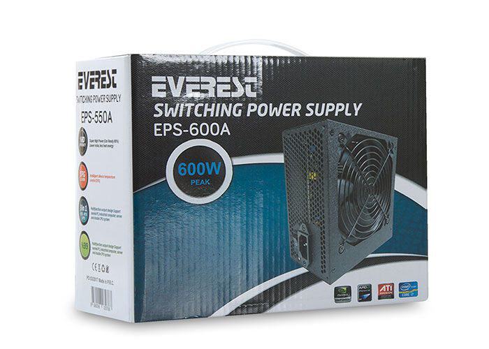 EVEREST EPS-600A REAL 600W 12CM FAN 4*SATA AKTIF PFC OYUNCU PC DESTEKLI P