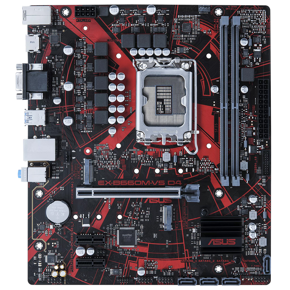 ASUS EX-B660M-V5 D4 INTEL B660 LGA1700 DDR4 5333 HDMI VGA CIFT M2 USB3.2 MATX ASUS 5X PROTECTION III ASUS ICAFE LABS SERTIFIKALI